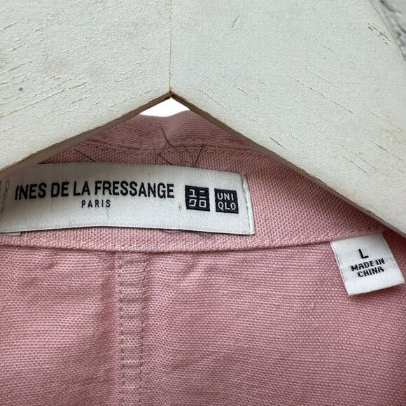 Ines de la Fressange Uniqlo Pink Blazer Size Large Linen Cotton Womens Jacket - Picture 6 of 8